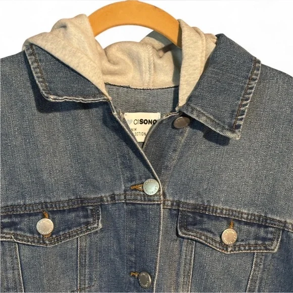 Ci Sono Blue Denim Jacket with Gray Accents - Picture 3 of 5